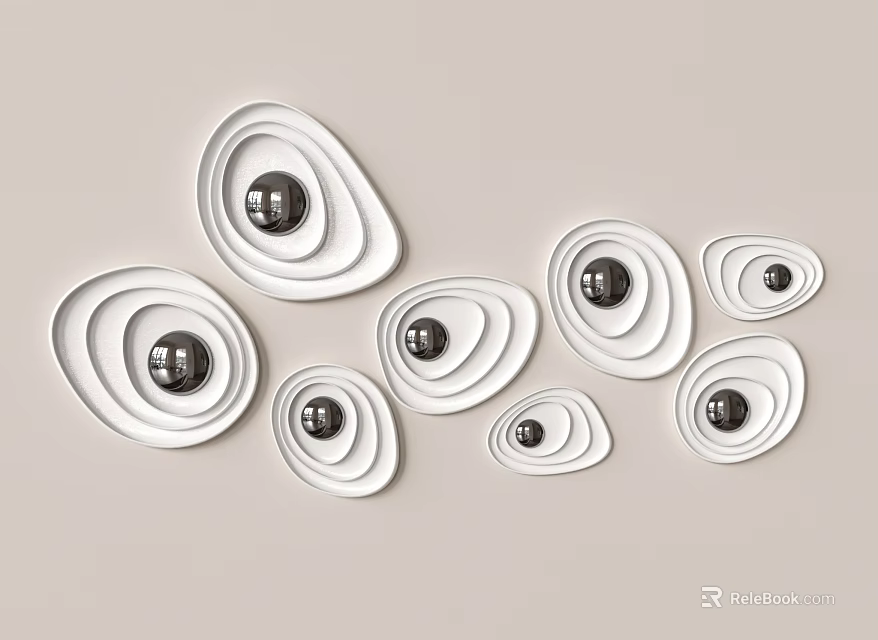 Modern White Circular Wall Decor With Silver Accents Multiple Sizes For Home Interior Design 3d model