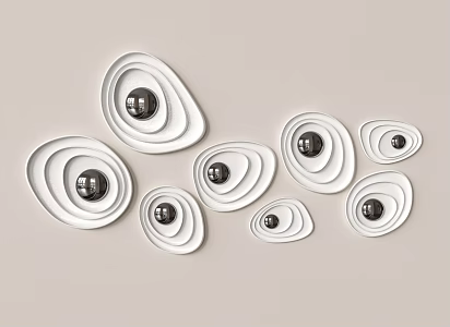 abstract metal wall decoration water ripple 3d model