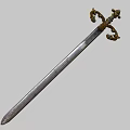 Sword Long Sword Knight Sword Gold Plated Dagger Sword Monarch Sword Artifact Weapon Cold Weapon Sabre 3d model