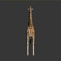 Realistic Giraffe Model With Brown Spots Long Neck And Reflective Base 3d model