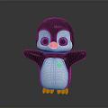 Cute 3D Penguin Character With Black Head White Body Orange Feet And Yellow Star