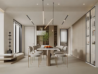 Modern Restaurant Home Dining Table and Chair Combination Chandelier Ornaments Combination 3d model