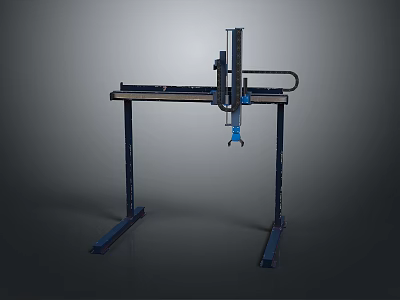 Heavy duty industrial mechanical structure with metal frame and vertical arm 3d model