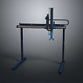 Heavy duty industrial mechanical structure with metal frame and vertical arm