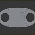 Blue Metal Accessory With Two Circular Holes Central Circular Section And Sleek Metallic Finish