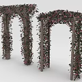 Wooden Garden Arbor With Climbing Vines And Pink Flowers For Outdoor Decoration