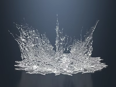 Transparent Dynamic Water Splash Abstract Liquid Form Against Dark Background 3d model