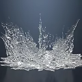 Transparent Dynamic Water Splash Abstract Liquid Form Against Dark Background