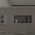Modern Sideboard Cabinet Design With Light Wood Finish Built In Appliances And Open Shelves