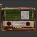 Vintage Electronic Radio With Wooden Case Dial Knobs And Tuning Scale