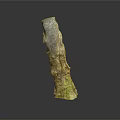 Natural Wood Stone Decorative Piece With Textured Surface And Green Moss Detail