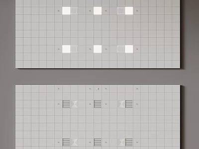 Modern Ceiling Design Featuring Grid Pattern White Panels Embedded Lighting And Ventilation Grilles 3d model