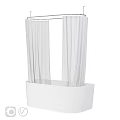 Modern White Bathtub With Transparent Shower Curtain And Chrome Rod