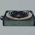 Vintage Electric Stove Burner Kitchen Appliance With Coil Heating Element And Metal Base