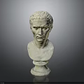 Classical Marble Bust Statue With Detailed Facial Features And Pedestal Base 3d model