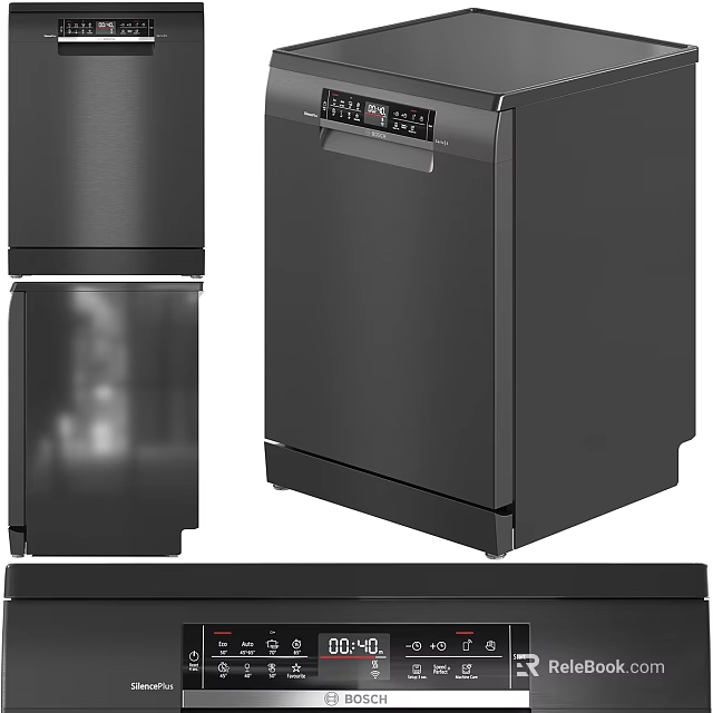 Modern Black Dishwasher With Digital Control Panel And Stainless Steel Finish 3d model 