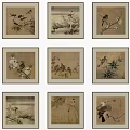 Traditional Chinese Bird and Flower Paintings with Beige Frames for Wall Decoration