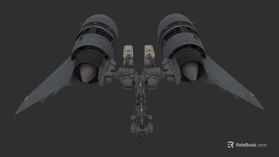 Futuristic Sci Fi Weapon With Dual Large Barrels And Symmetrical Mechanical Design 3d model 