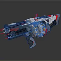 Futuristic Sci Fi Gun With White Black Red Yellow Color And Modern Design Details