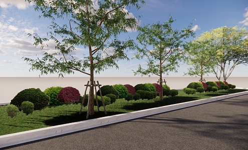 Flower bed plant landscape configuration trees hedgerow shrub greenery 1 3d model