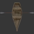 Classic Handcrafted Wooden Rowboat With Oar Seats On Smooth Reflective Surface