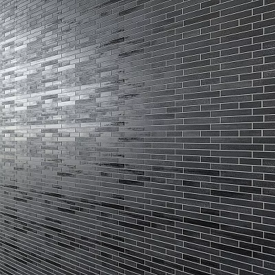Black Glossy Brick Wall With Neatly Arranged Tiles And Modern Texture 3d model