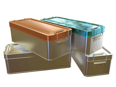 Dinnerware Set Storage Metal Boxes With Colorful Lids And Stackable Design 3d model
