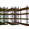Multi Tier Display Shelves With Metal Frame And Wooden Layers In Multiple Colors