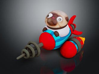 Modern game character dog toy rocket cartoon dog 3d model