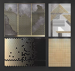 Light Luxury Wall Background Wall Panel Mold Panel Combination 3d model