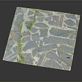 Natural Gray Irregular Stone Slab Pavement With Green Moss Growth