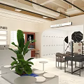 Mall Photography Shop Interior with HONGM Sign Green Plants and Reception Desk
