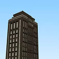Tall Urban Building With White Surrounding Buildings And Green Background Road