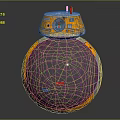 Smart Spherical Robot With Yellow Silver Metallic Shell And Red Light Eye 3d model