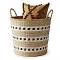 Woven Storage Baskets With Handles And Geometric Patterns For Home Decor And Organization 3d model