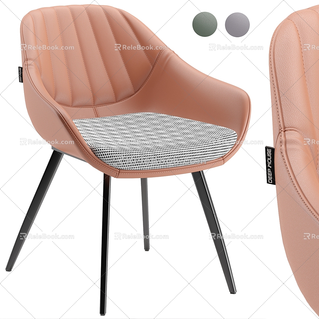 Modern Grey Pink Leather Book Chair Single Chair Dining Chair 3d model