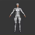 Game Movie Character With Silver Short Hair In Futuristic Tech Armor 3D Render