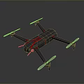 Black Red Quadcopter Drone With Four Propellers And Sleek Fuselage Design 3d model