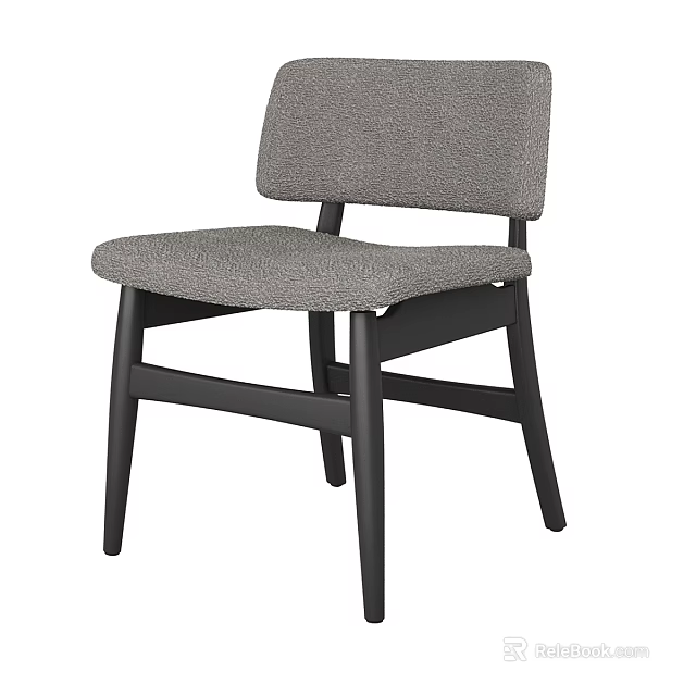 Modern Gray Fabric Accent Chair With Black Wooden Legs For Living Room Decor 3d model 