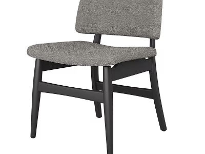 Modern Gray Fabric Accent Chair With Black Wooden Legs For Living Room Decor 3d model