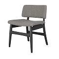 Modern Gray Fabric Accent Chair With Black Wooden Legs For Living Room Decor