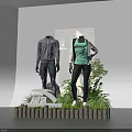 ANTA Sportswear Window Display With Two Mannequins Green Plants And Sport Outfits