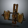 Vintage Brass Household Decorative Item With Symmetrical Parts And Intricate Gear Mechanism
