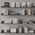 Stylish Bookshelf Display With Diverse Books Magazines Varied Sizes And Open Pages