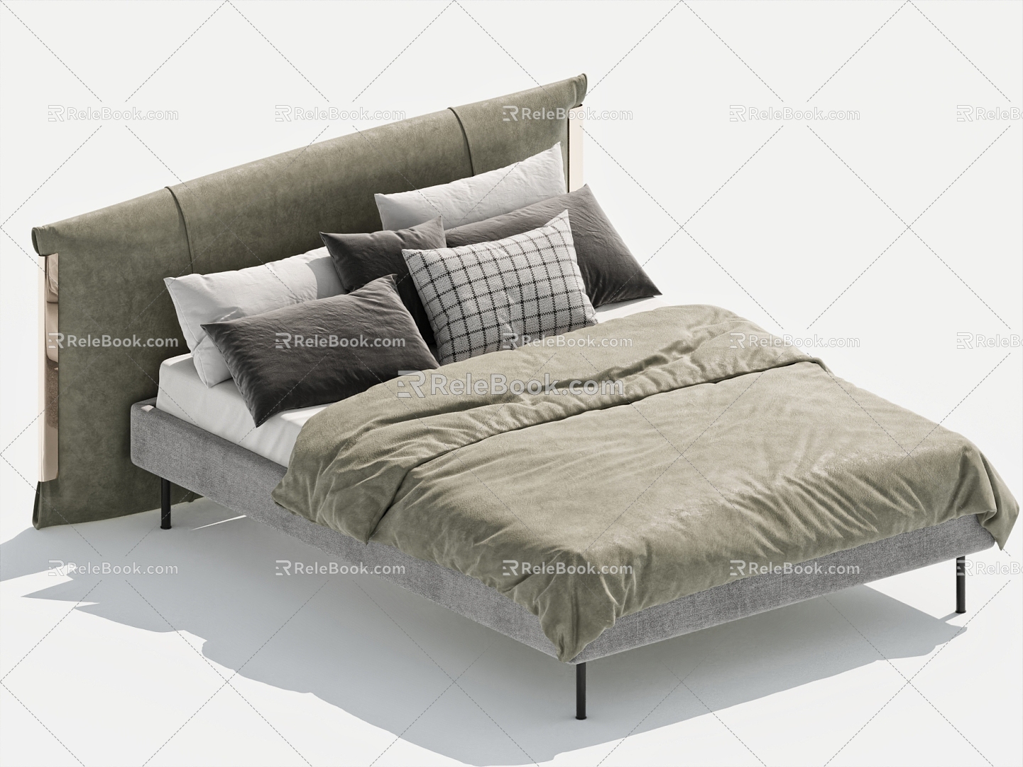 Double bed pillow bedding 3d model