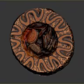 Handcrafted Wooden Carving Container With Intricate Striped Patterns And Ornate Details