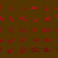 Red Flame Design Elements With Various Stylized Fire Patterns