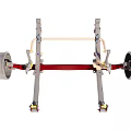 Detailed Mechanical Suspension Structure With Gray Wheels Red Frame And Components 3d model