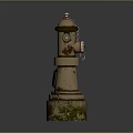 Rusty Fire Hydrant With Silver Top Mossy Base And Vertical Nozzles Structure
