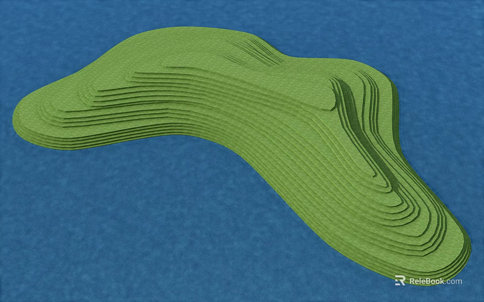 Green Wavy Layered Garden Landscape With Undulating Terrain And Curved Mounds Design 3d model 